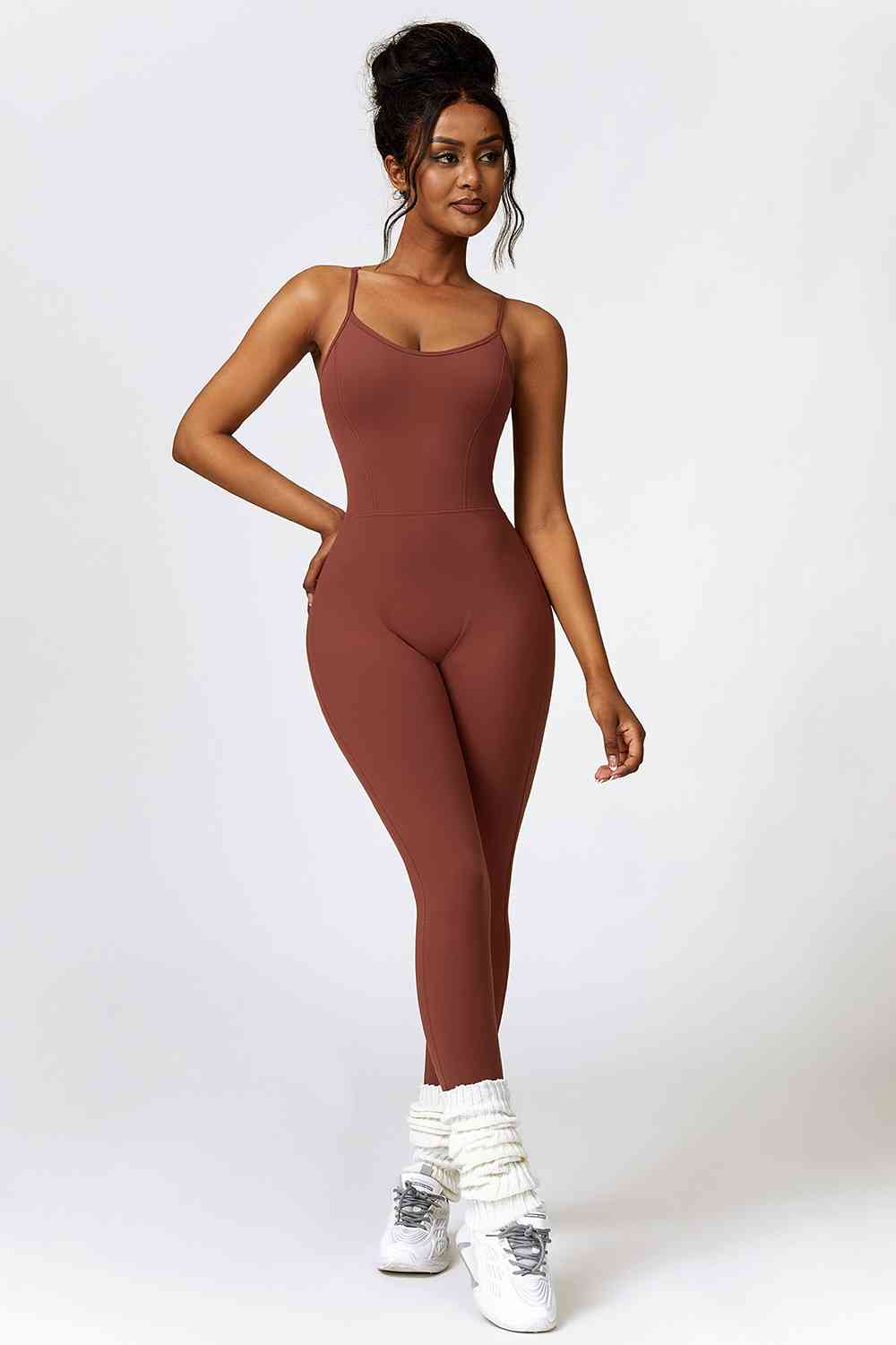 Open Back Spaghetti Strap Sports Jumpsuit - Body By J'ne