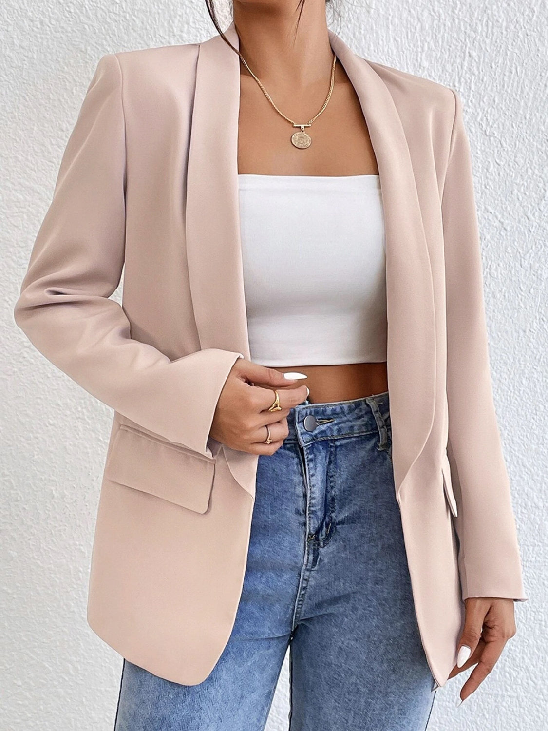 Shawl Collar Long Sleeve Blazer - Body By J'ne