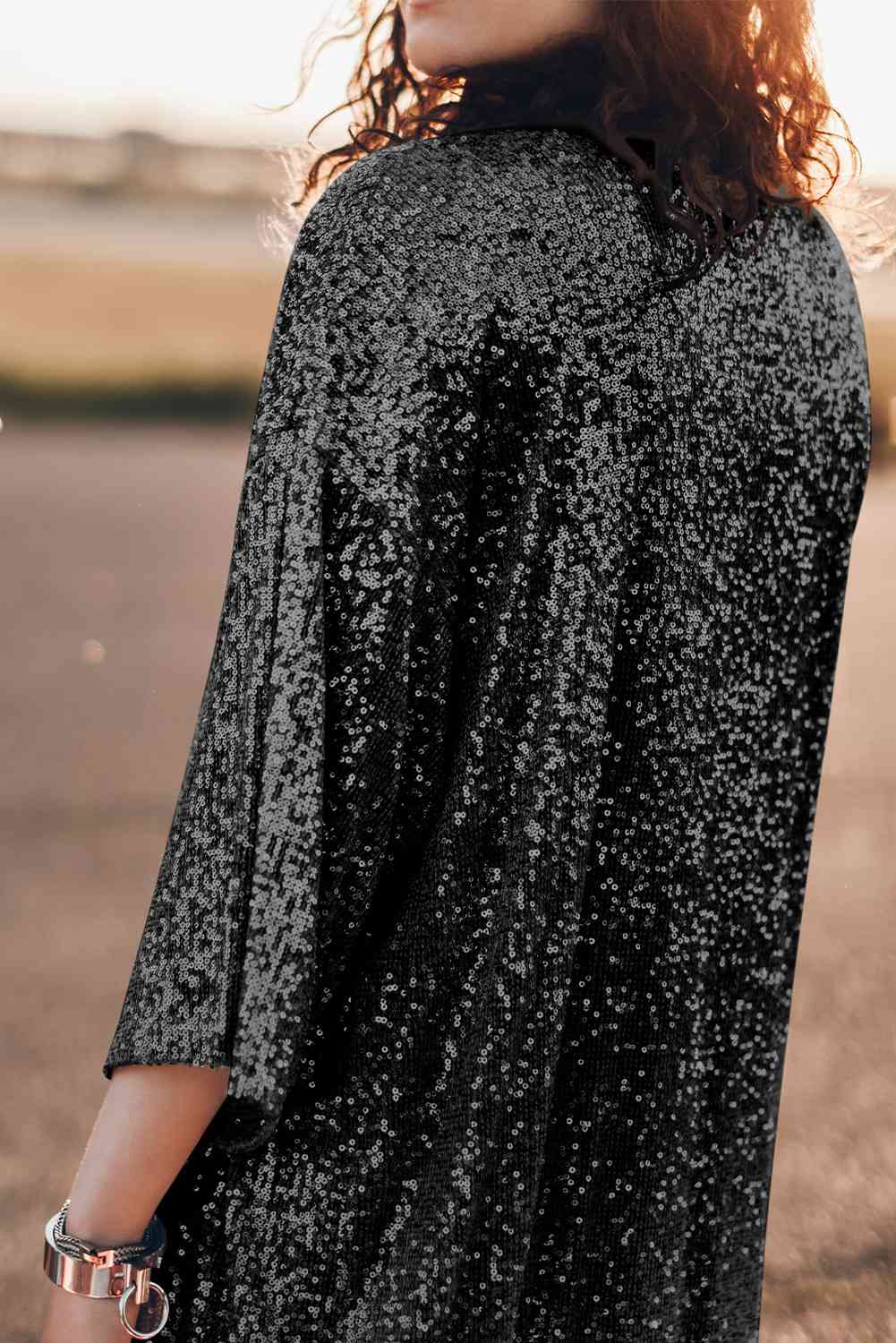 Sequin Open Front Duster Cardigan - Body By J'ne