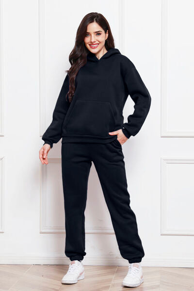 Drop Shoulder Long Sleeve Hoodie and Pants Set - Body By J'ne