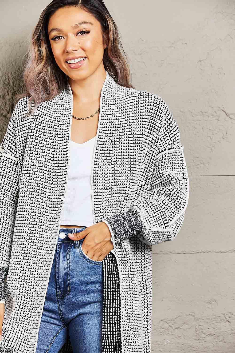 Heathered Open Front Longline Cardigan - Body By J'ne