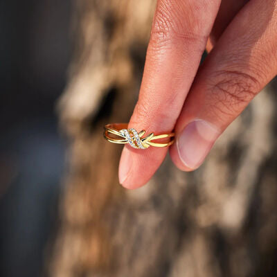 925 Sterling Silver Inlaid Zircon Wrapped Knot Ring - Body By J'ne