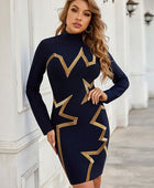 Mock Neck Glitter Geometric Mini Dress - Body By J'ne