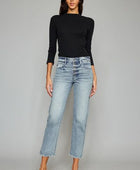 Kancan High Waist Button Fly Raw Hem Cropped Straight Jeans - Body By J'ne