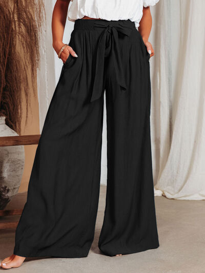 Drawstring Pocketed Wide Leg Pants - Body By J'ne