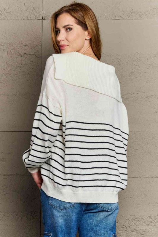 Make Me Smile Striped Oversized Knit Top - Body By J'ne