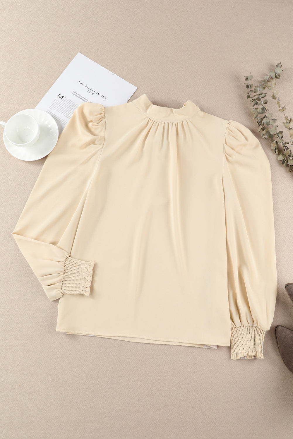 Mock Neck Puff Sleeve Blouse - Body By J'ne