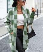 Plaid Dropped Shoulder Cardigan with Pocket - Body By J'ne