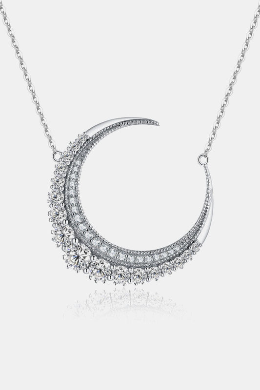 1.8 Carat Moissanite Crescent Moon Shape Pendant Necklace - Body By J'ne