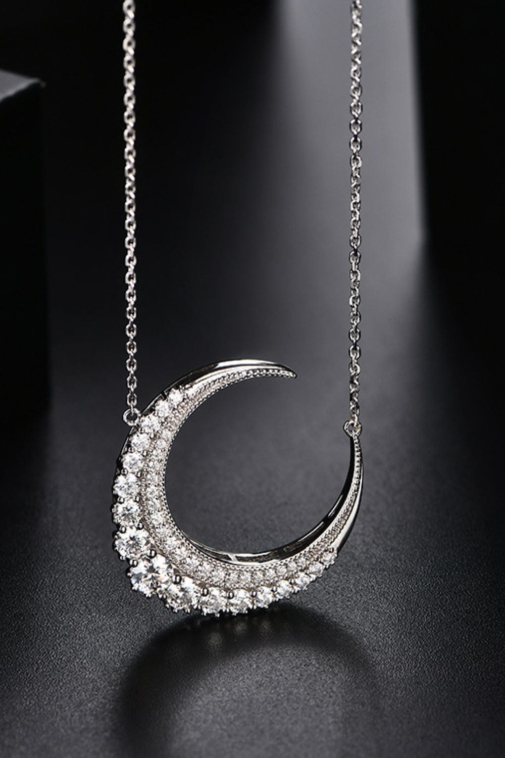 1.8 Carat Moissanite Crescent Moon Shape Pendant Necklace - Body By J'ne