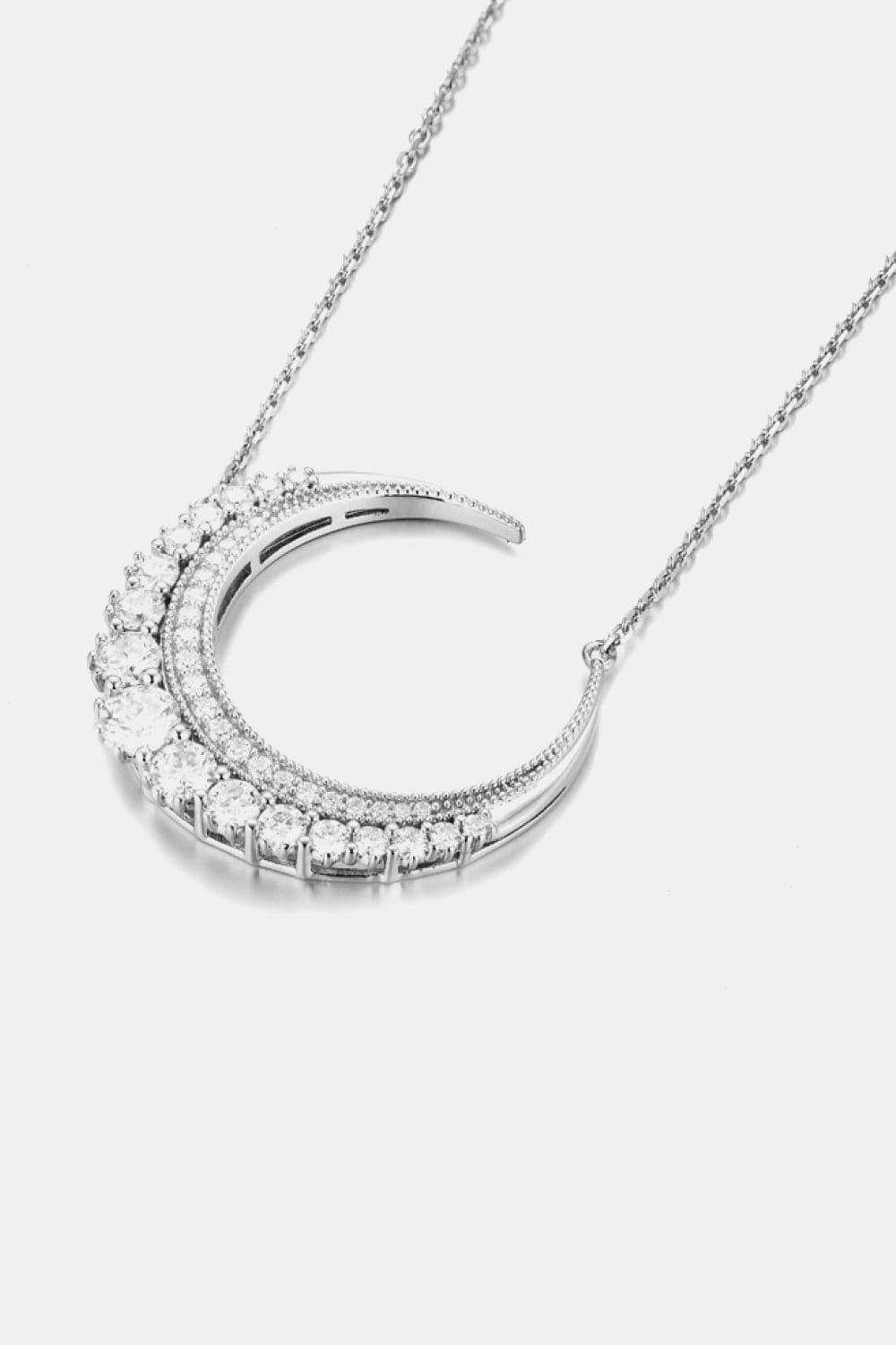 1.8 Carat Moissanite Crescent Moon Shape Pendant Necklace - Body By J'ne