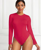 Round Neck Long Sleeve Bodysuit - Body By J'ne