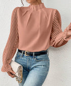 Mock Neck Flounce Sleeve Blouse - Body By J'ne