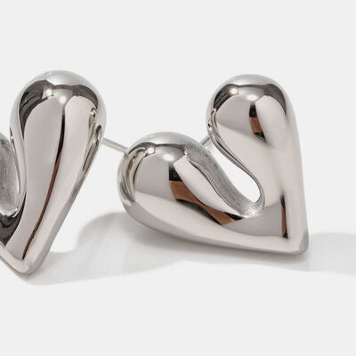 Heart Shape Stainless Steel Stud Earrings - Body By J'ne