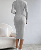 Turtleneck Long Sleeve Midi Sweater Dress - Body By J'ne