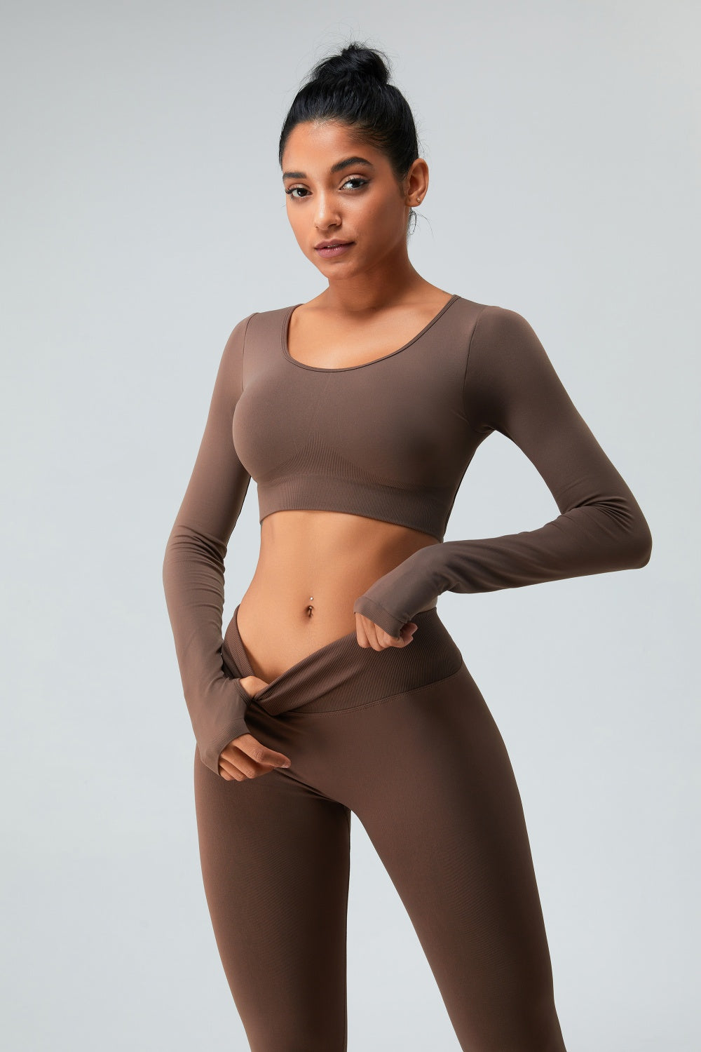 Cutout Round Neck Long Sleeve Active T-Shirt - Body By J'ne