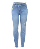 Distressed Raw Hem Jeans with Pockets - Body By J'ne