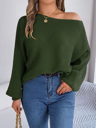 One-Shoulder Lantern Sleeve Sweater - Body By J'ne