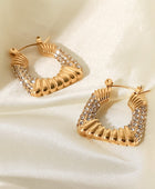 18K Gold Plated Inlaid Cubic Zirconia Earrings - Body By J'ne
