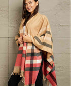 Plaid Shawl Poncho Cardigan - Body By J'ne