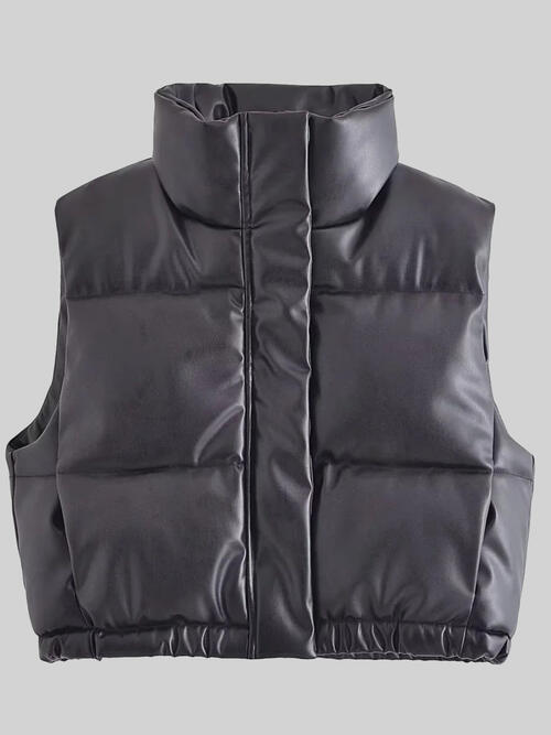 PU Leather Zip Up Drawstring Vest - Body By J'ne