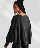 Slit Round Neck Dropped Shoulder T-Shirt - Body By J'ne