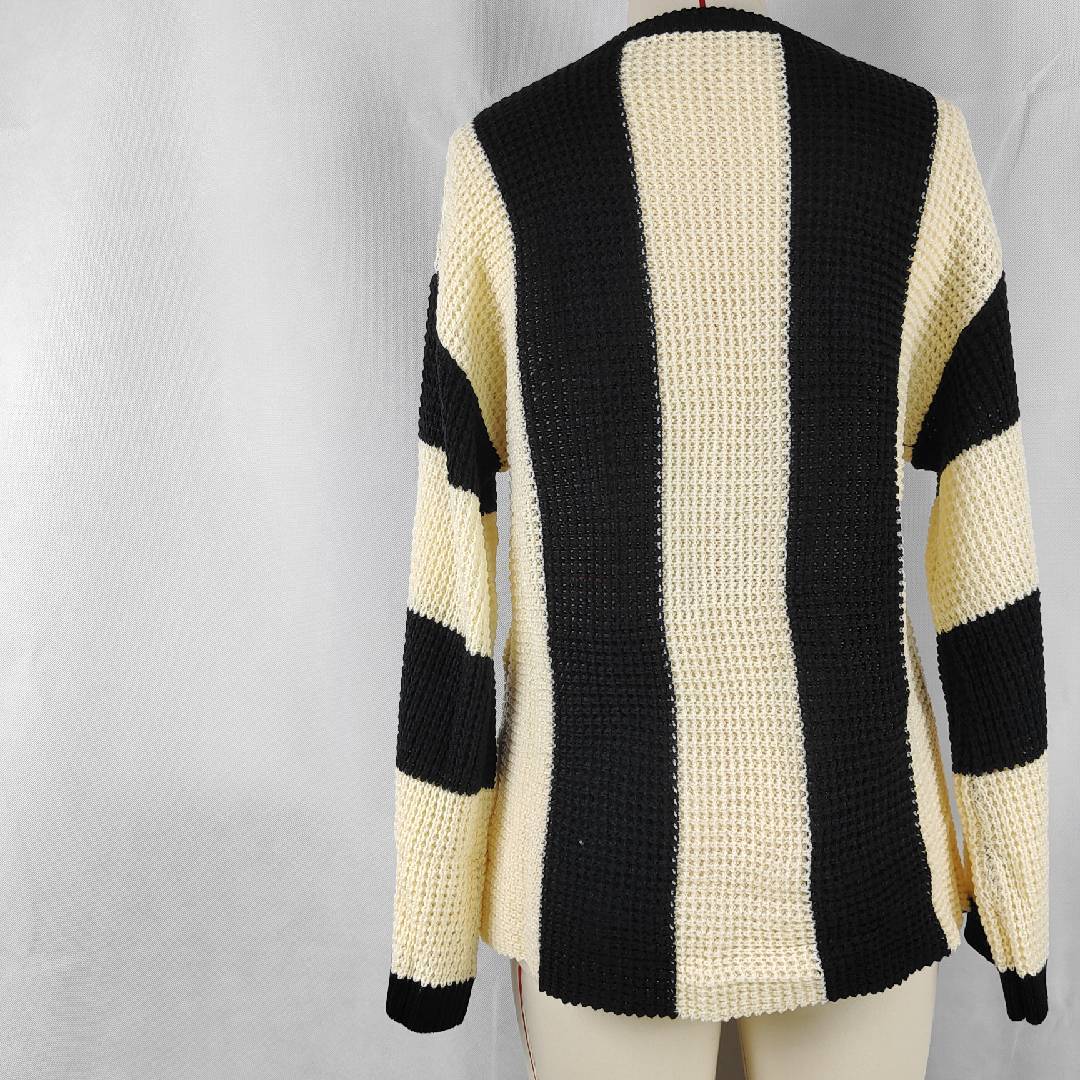 Crew Neck Waffle Drop Shoulder Knit Sweater - Body By J'ne