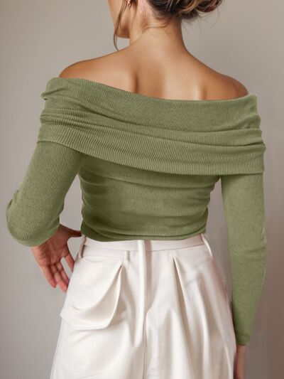 Off-Shoulder Long Sleeve Sweater - Body By J'ne