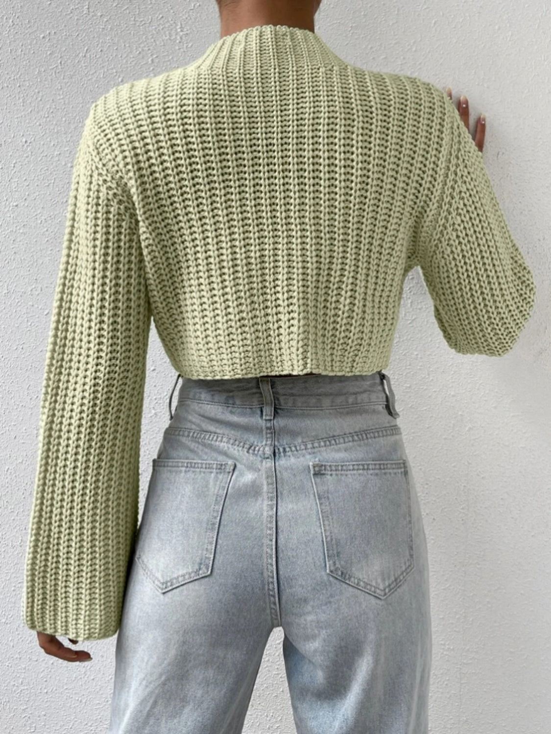 Mock Neck Long Sleeve Cropped Sweater - Body By J'ne