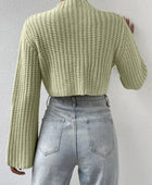 Mock Neck Long Sleeve Cropped Sweater - Body By J'ne