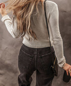 V-Neck Long Sleeve Cropped Cardigan - Body By J'ne