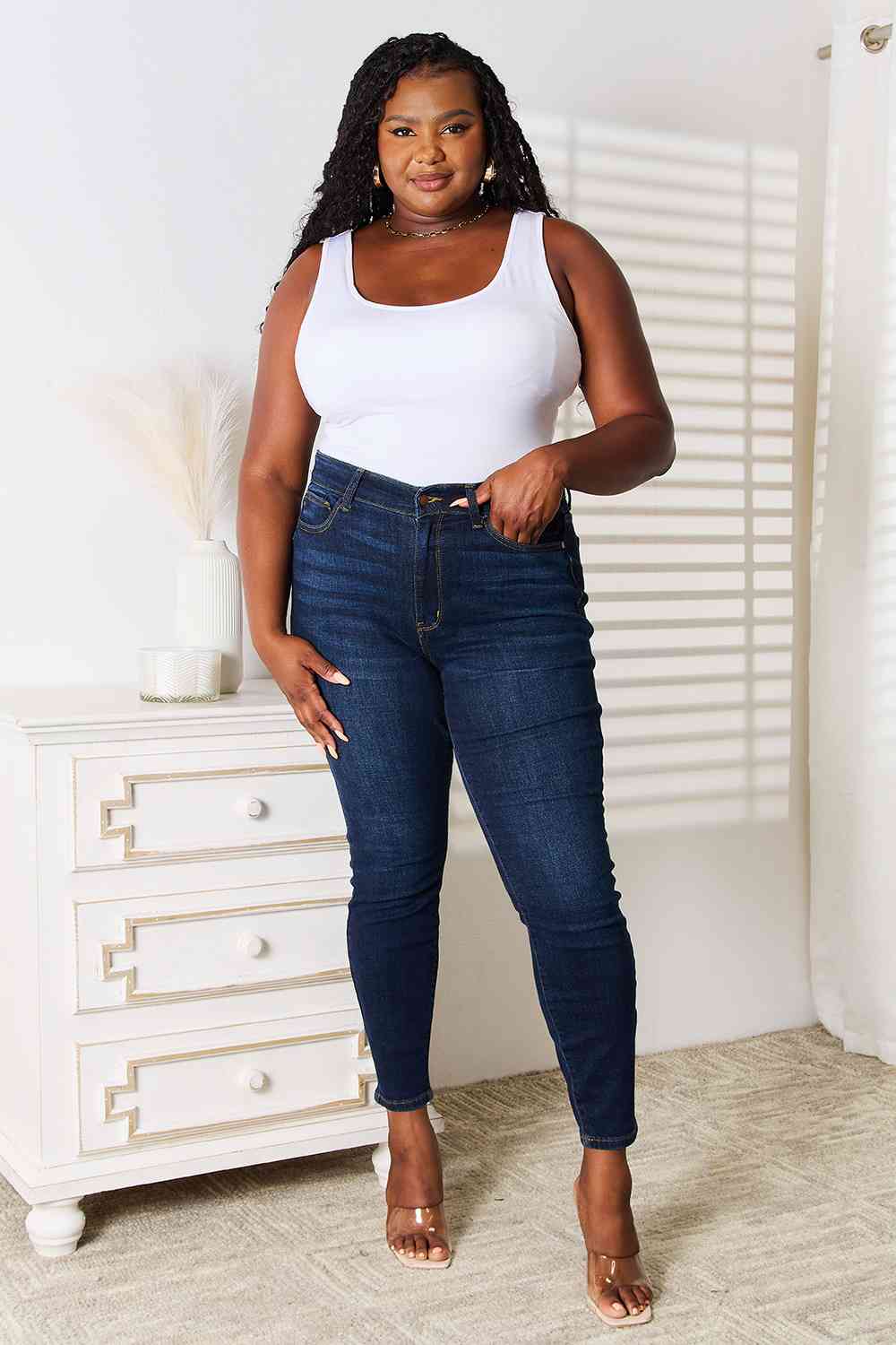 Full Size Skinny Jeans with Pockets - Body By J'ne