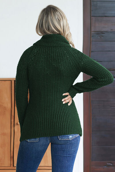 Decorative Button Mock Neck Sweater - Body By J'ne
