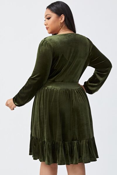 Plus Size Plunge Long Sleeve Mini Dress - Body By J'ne