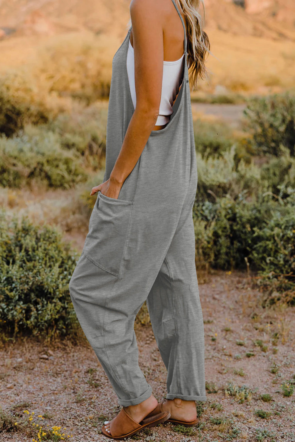 Double Take  V-Neck Sleeveless Jumpsuit with Pocket - Body By J'ne