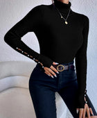 Cutout Turtleneck Rib-Knit Top - Body By J'ne