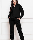 Half Zip Long Sleeve Sweatshirt and Pants Set - Body By J'ne