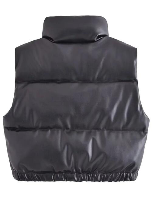 PU Leather Zip Up Drawstring Vest - Body By J'ne