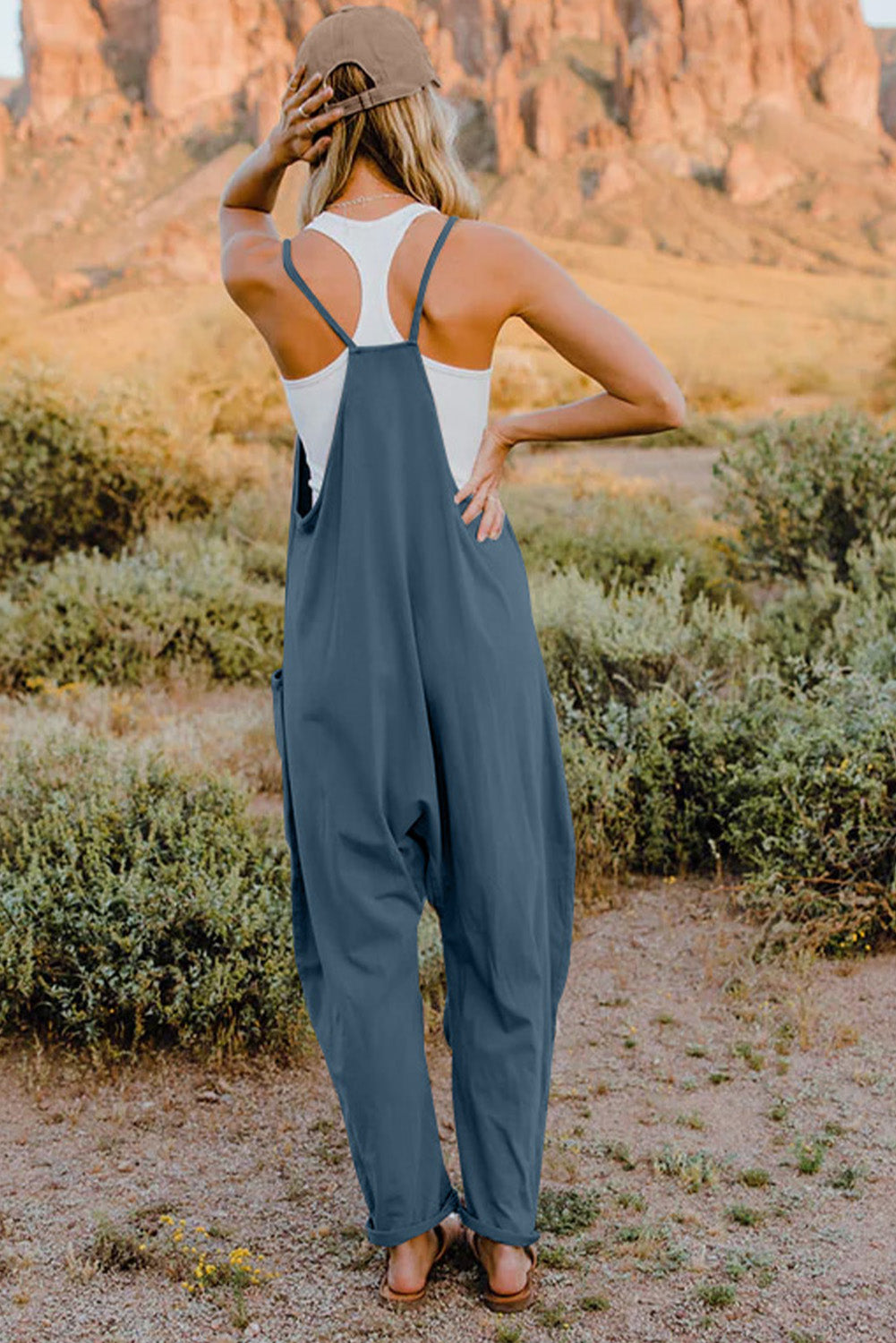 Double Take  V-Neck Sleeveless Jumpsuit with Pocket - Body By J'ne