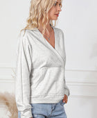 Surplice Pocketed Long Sleeve Sweatshirt - Body By J'ne