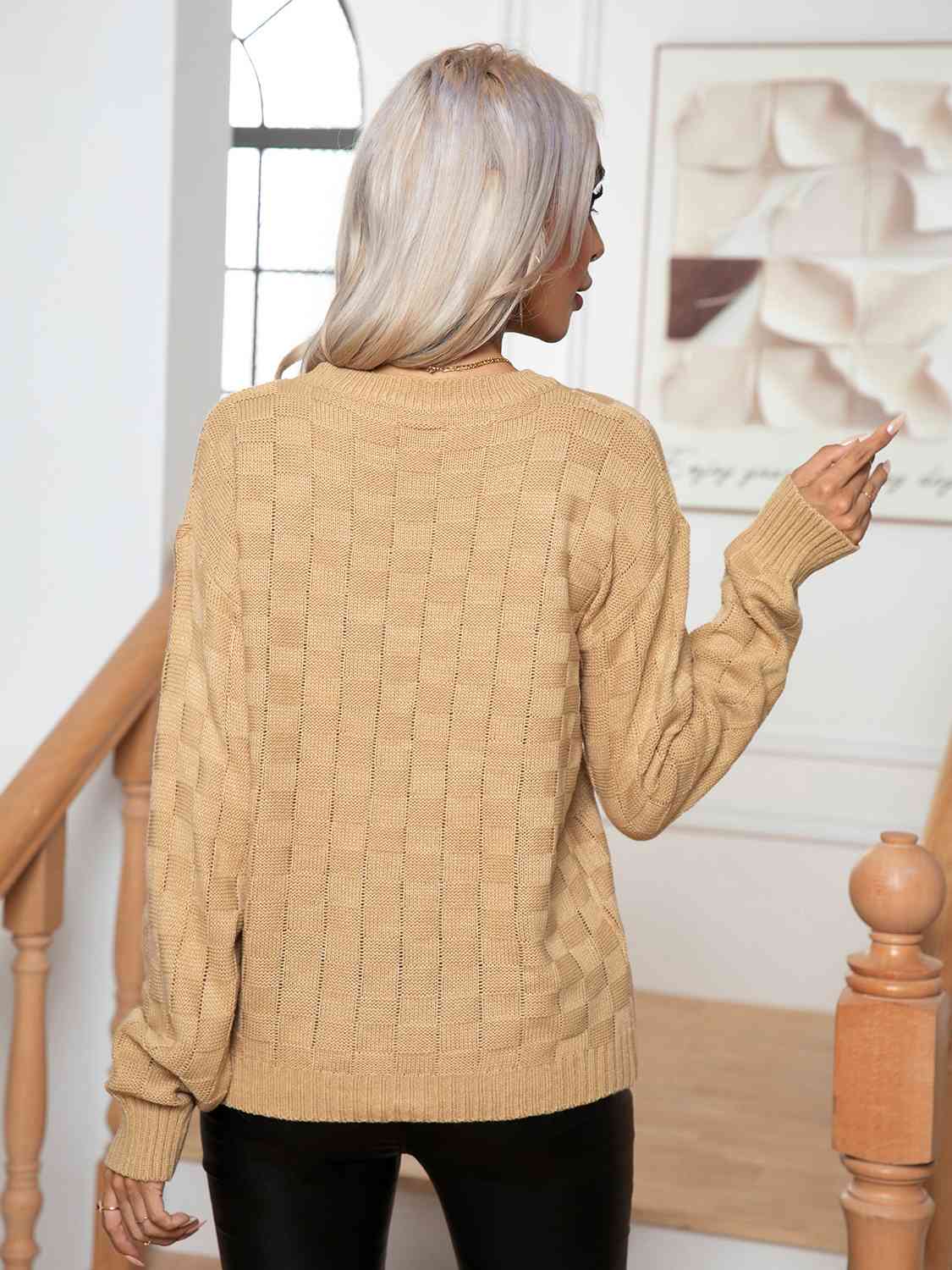 Round Neck Drop Shoulder Sweater - Body By J'ne