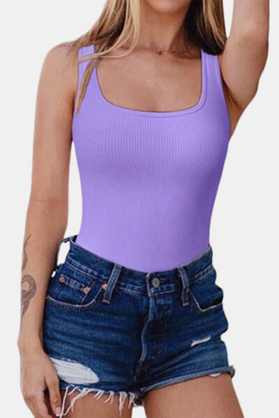 Wide Strap Square Neck Active Bodysuit - Body By J'ne