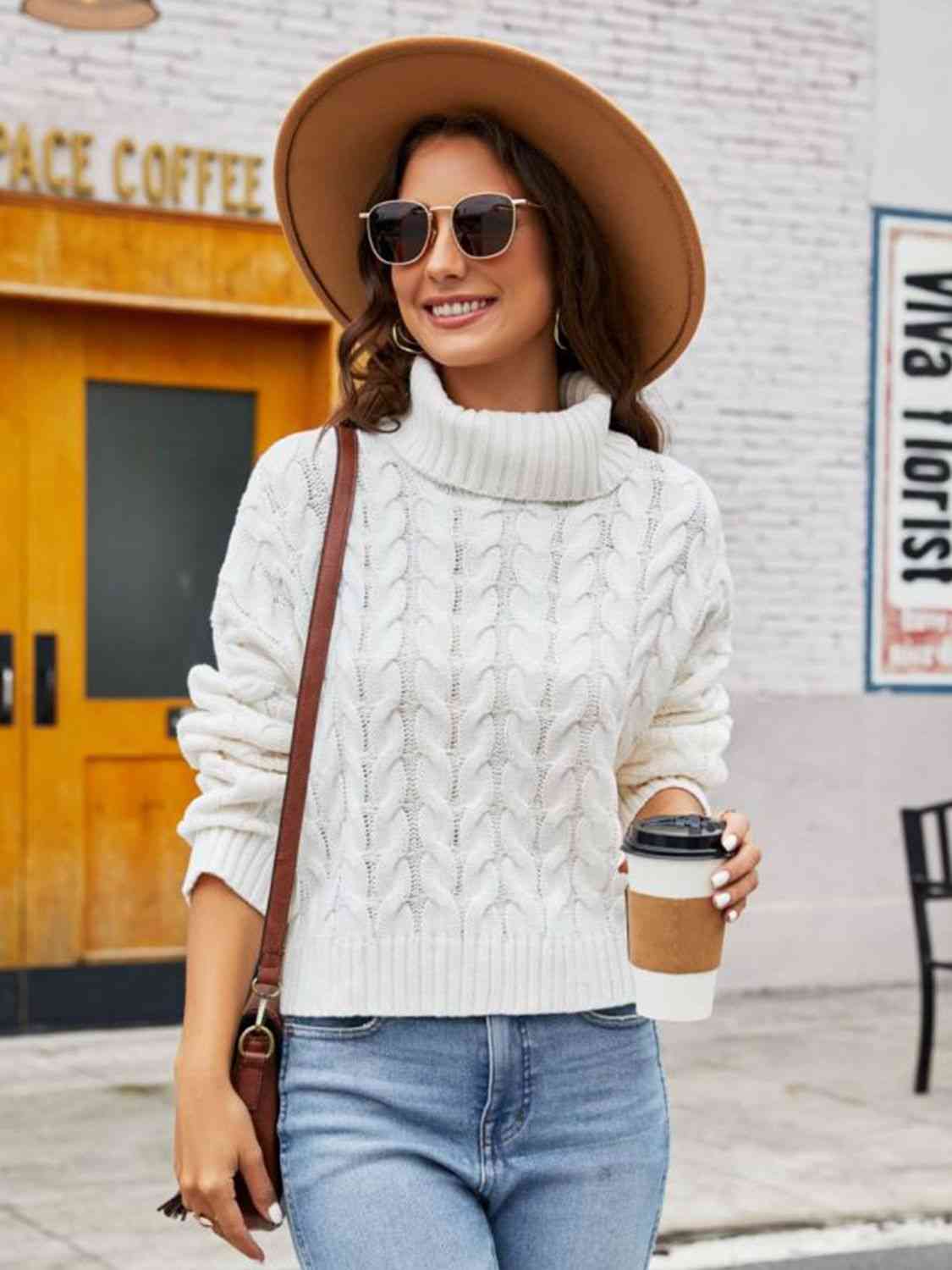 Turtle Neck Cable-Knit Sweater - Body By J'ne