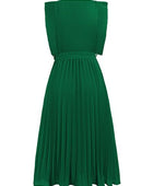 Tied Round Neck Pleated Midi Dress - Body By J'ne