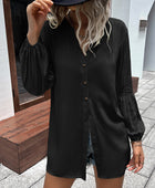 Notched Neck Balloon Sleeve Shirt - Body By J'ne