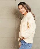 Woven Right Cable-Knit Openwork Round Neck Sweater - Body By J'ne