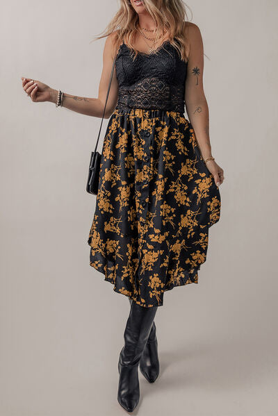 Floral Buttoned Ruffle Hem Skirt - Body By J'ne