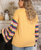 Plus Size Striped Flare Sleeve T-Shirt - Body By J'ne