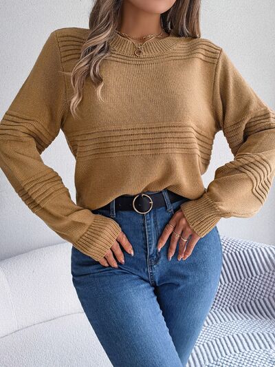 Round Neck Long Sleeve Sweater - Body By J'ne