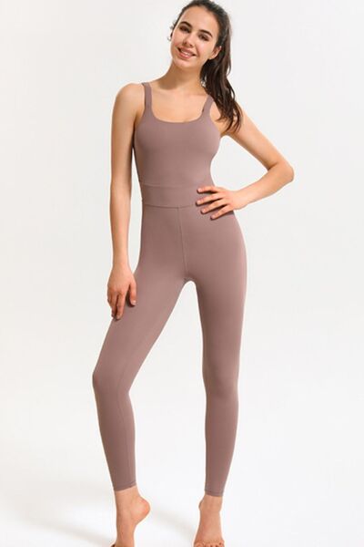 Crisscross Sleeveless Active Jumpsuit - Body By J'ne